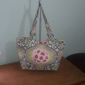 EUC Floral spring pink and green two strap bag